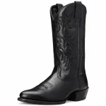 Bottes cowboy homme noires avec broderies latérales en cuir
