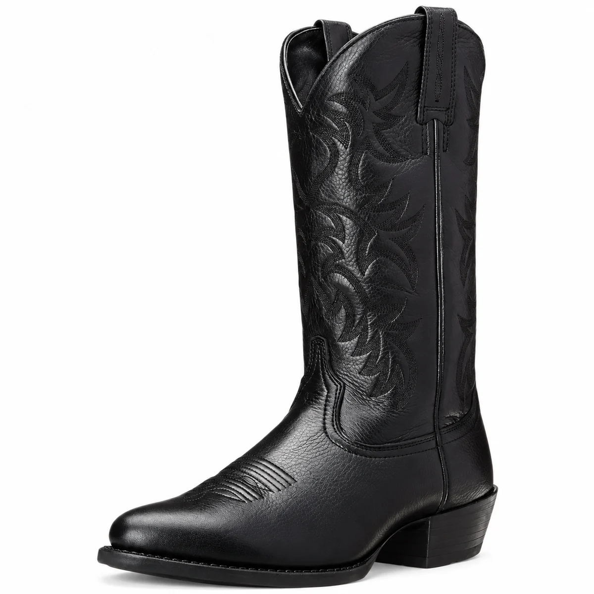 Bottes cowboy homme noires avec broderies latérales en cuir