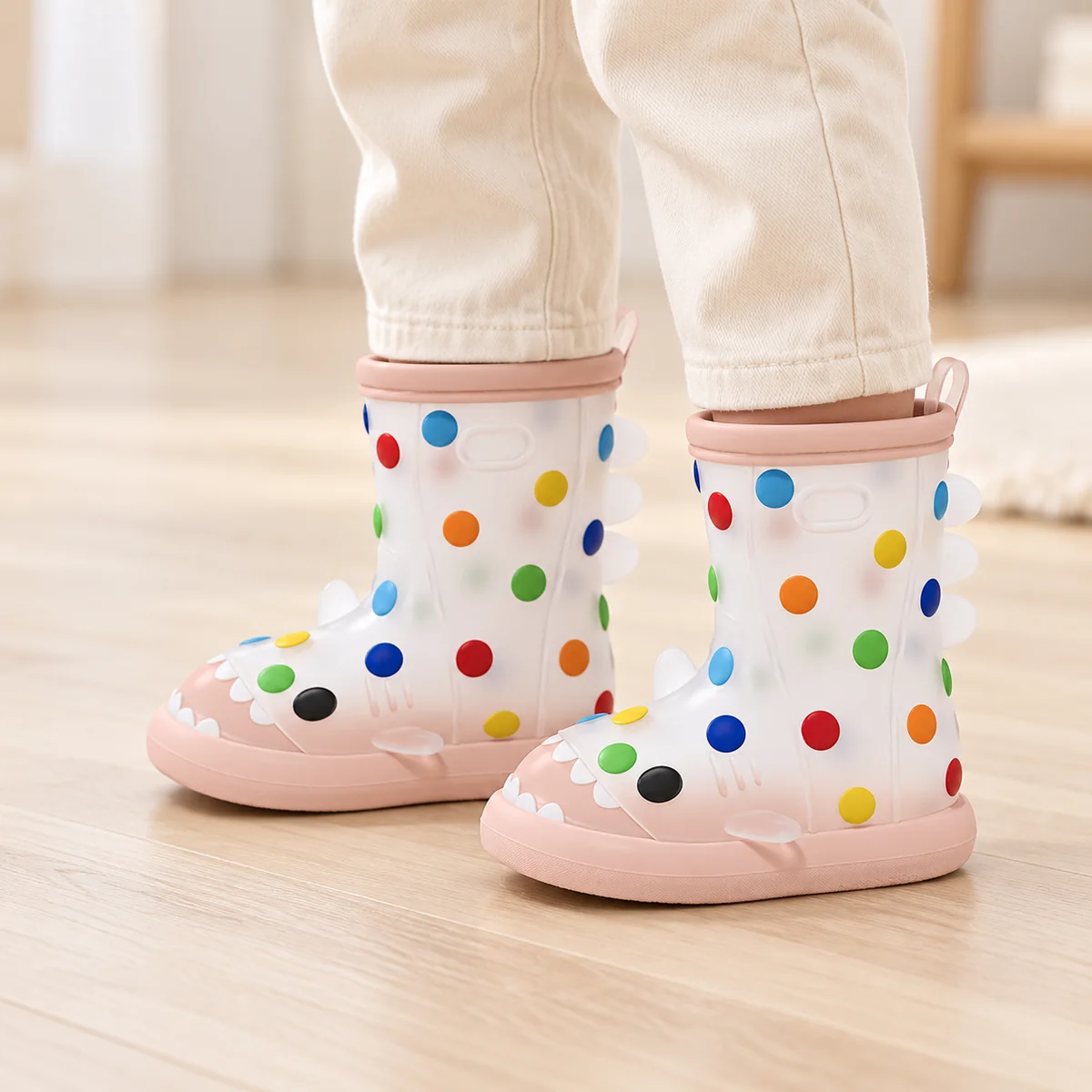 bottes de pluie enfant a pois et detai 44386 13a porte