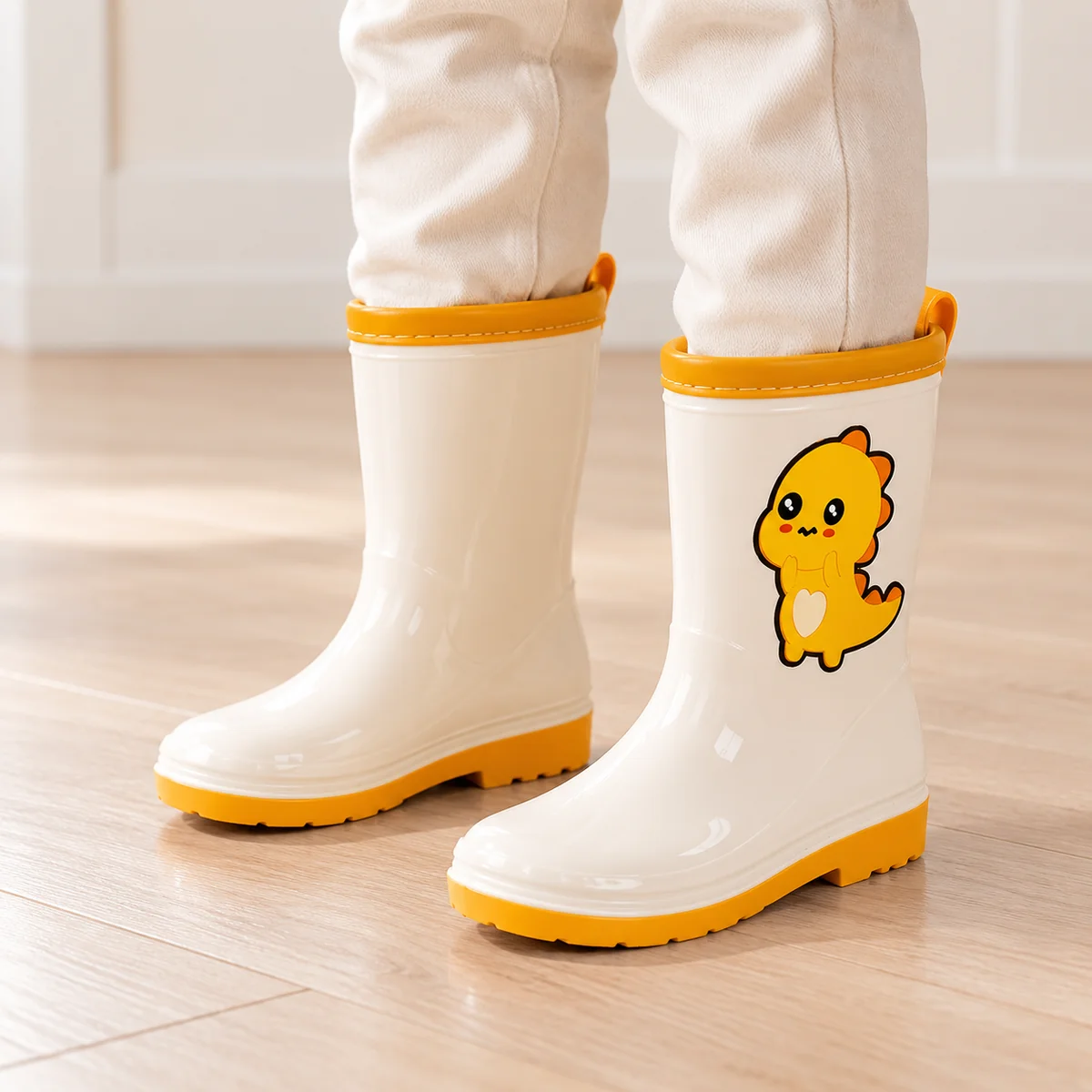 bottes de pluie enfant beiges a motifs 44441 12a porte