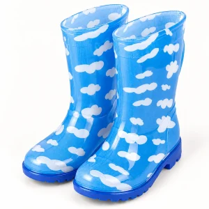 Paire de bottes de pluie bleues à nuages blancs