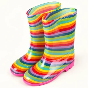 Paire de bottes de pluie hautes à rayures arc-en-ciel