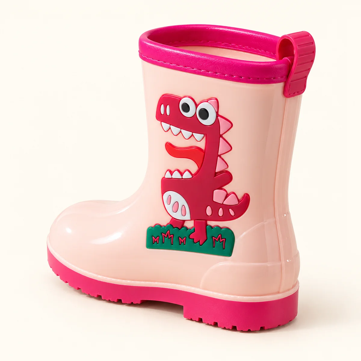 bottes de pluie enfant roses a dinosau 44387 13a vue arriere