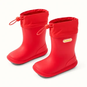 Paire de bottes de pluie rouges à cordon au col