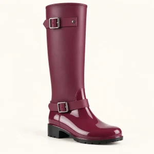 bottes de pluie femme bordeaux a talon 44496 11a vue principale