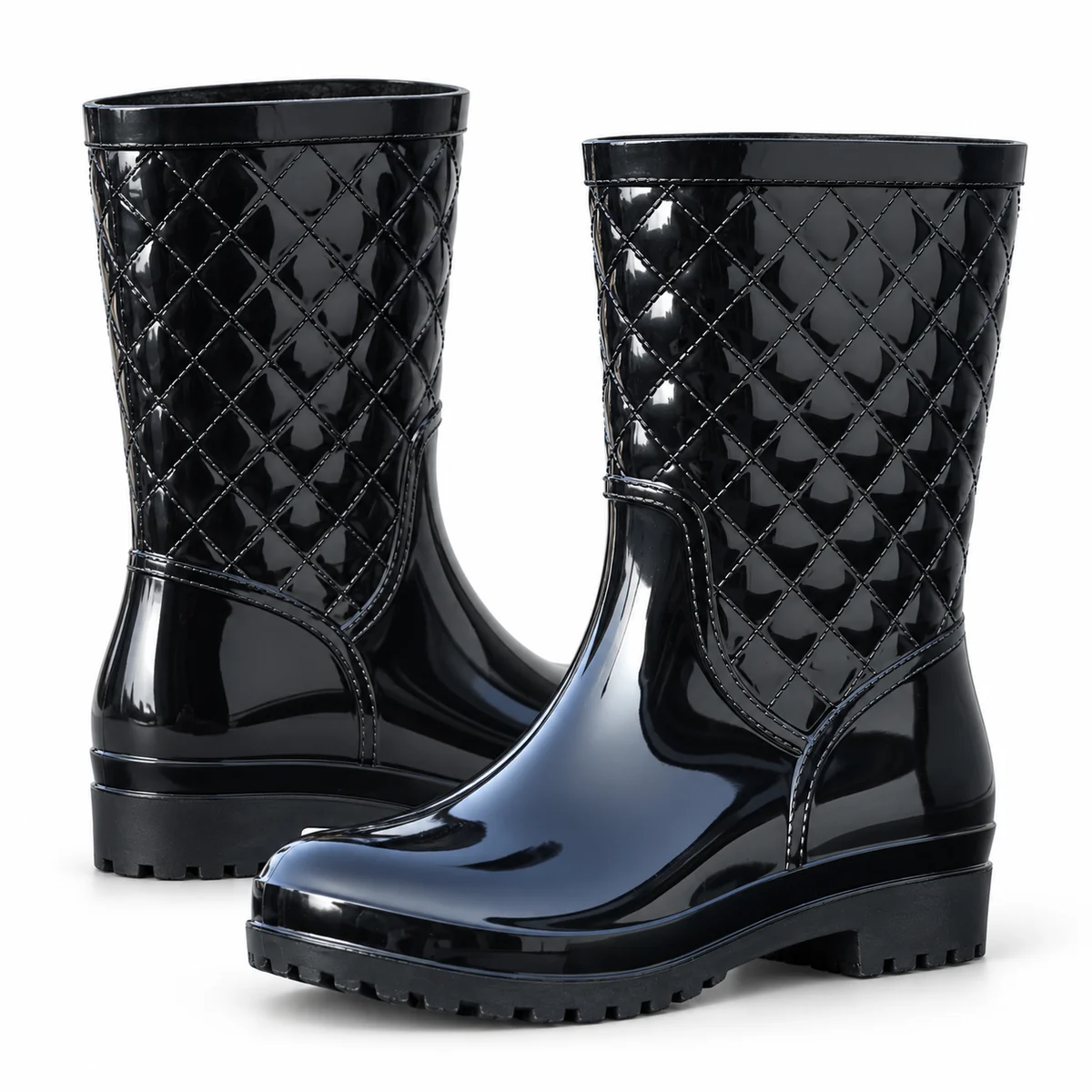 Chaussures imperméables femme à tige en effet matelassé noir