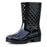 Bottes de pluie noires à tige matelassée pour femme