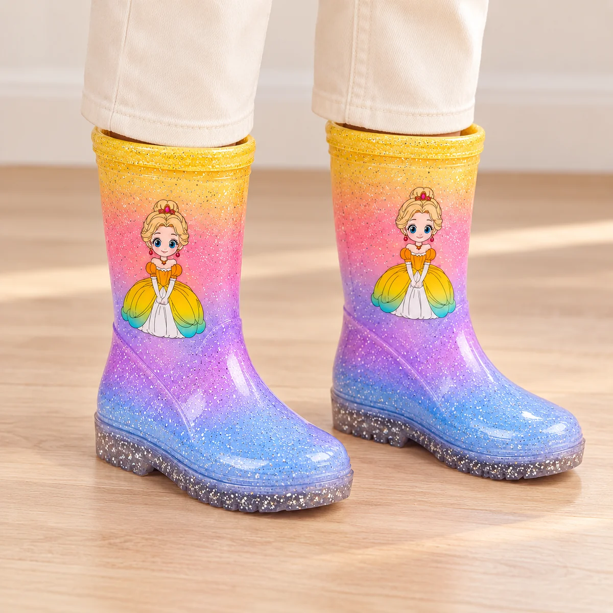 bottes de pluie fille jaunes pailletee 44438 12a porte