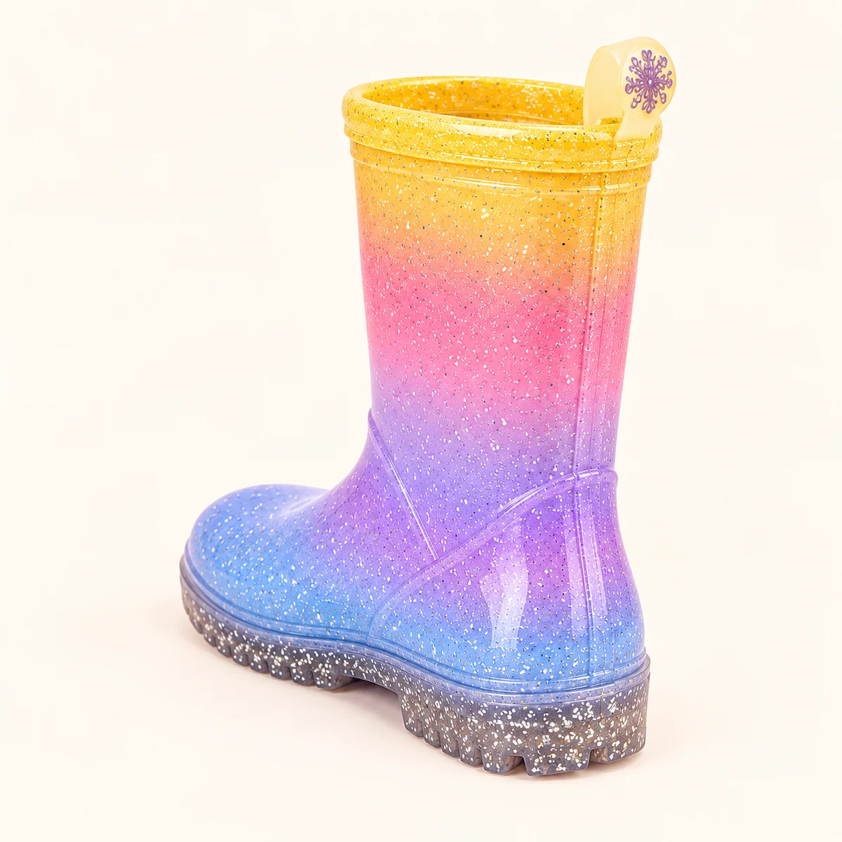 bottes de pluie fille jaunes pailletee 44438 12a vue arriere
