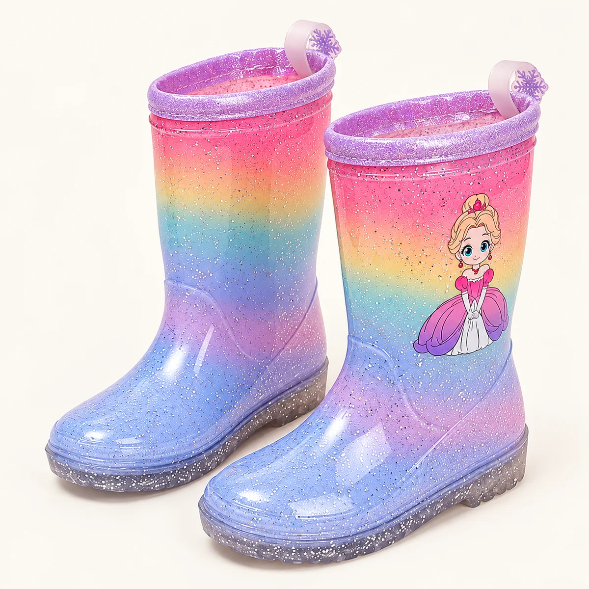 Paire de bottes de pluie pailletées à dégradé arc-en-ciel