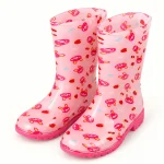 Paire de bottes de pluie rose clair à motifs lapins et fraises