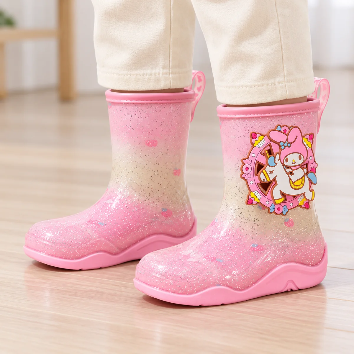 bottes de pluie fille roses a col soup 44405 13a porte