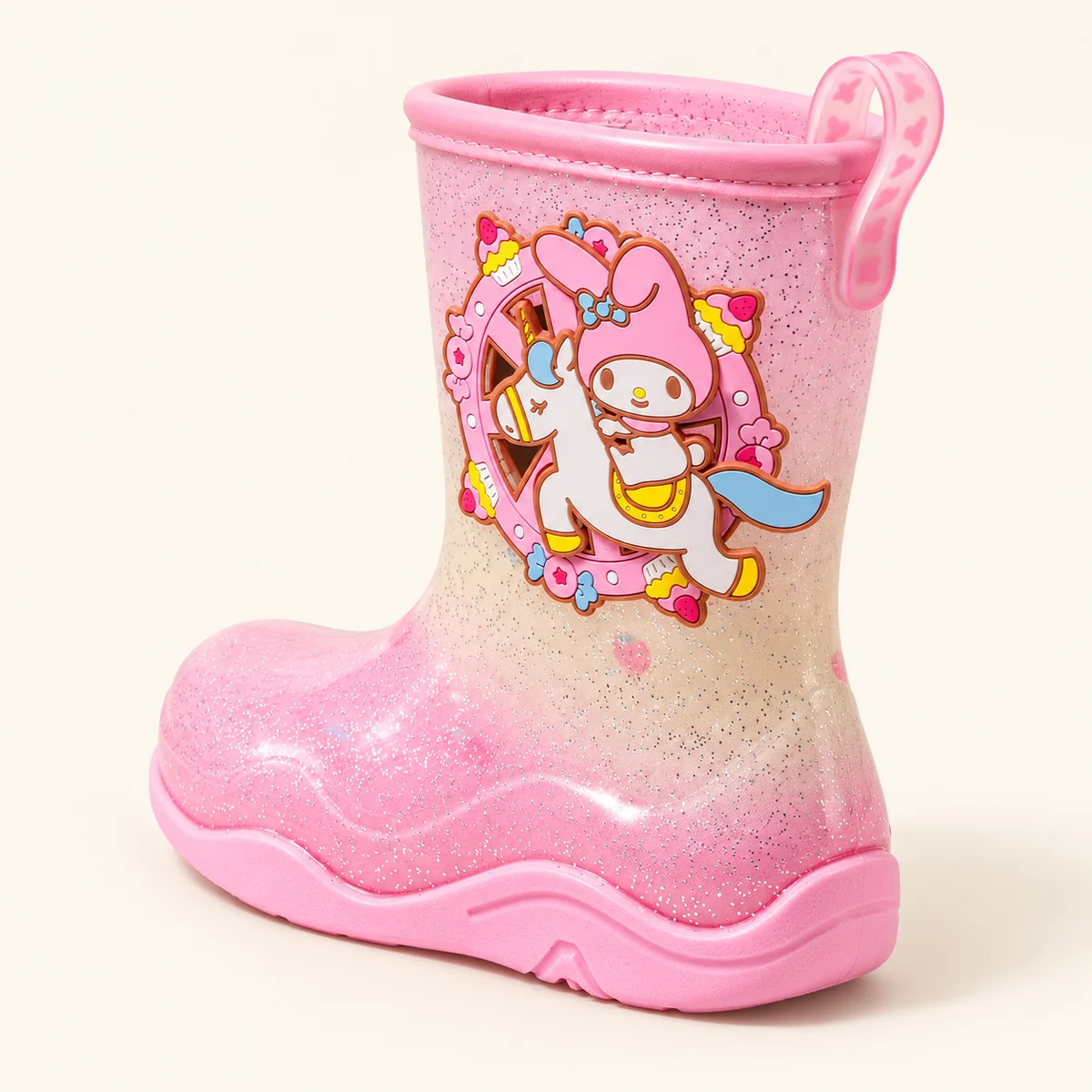 bottes de pluie fille roses a col soup 44405 13a vue arriere