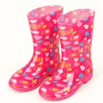 Paire de bottes de pluie roses à cœurs multicolores