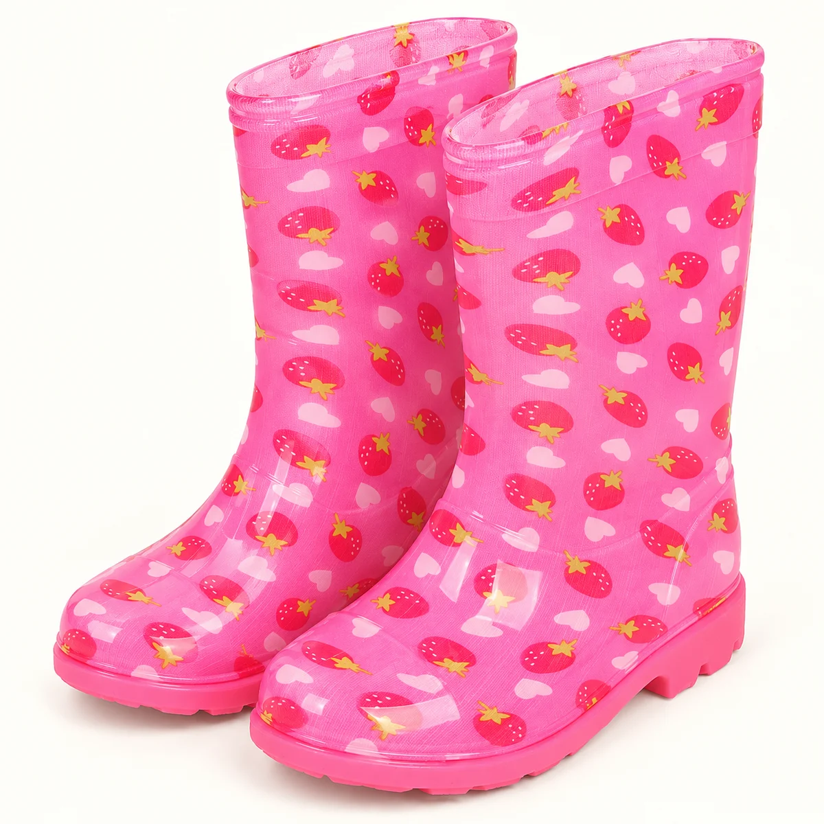 Paire de bottes de pluie roses à petites fraises