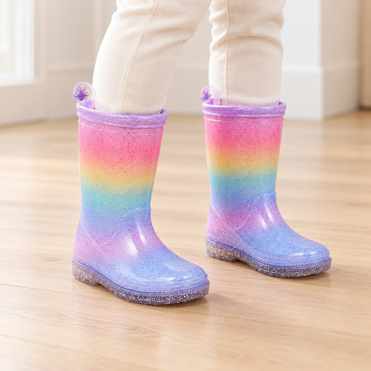 bottes de pluie fille violettes paille 44439 12a porte