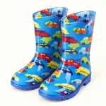 Paire de bottes de pluie bleues à véhicules colorés