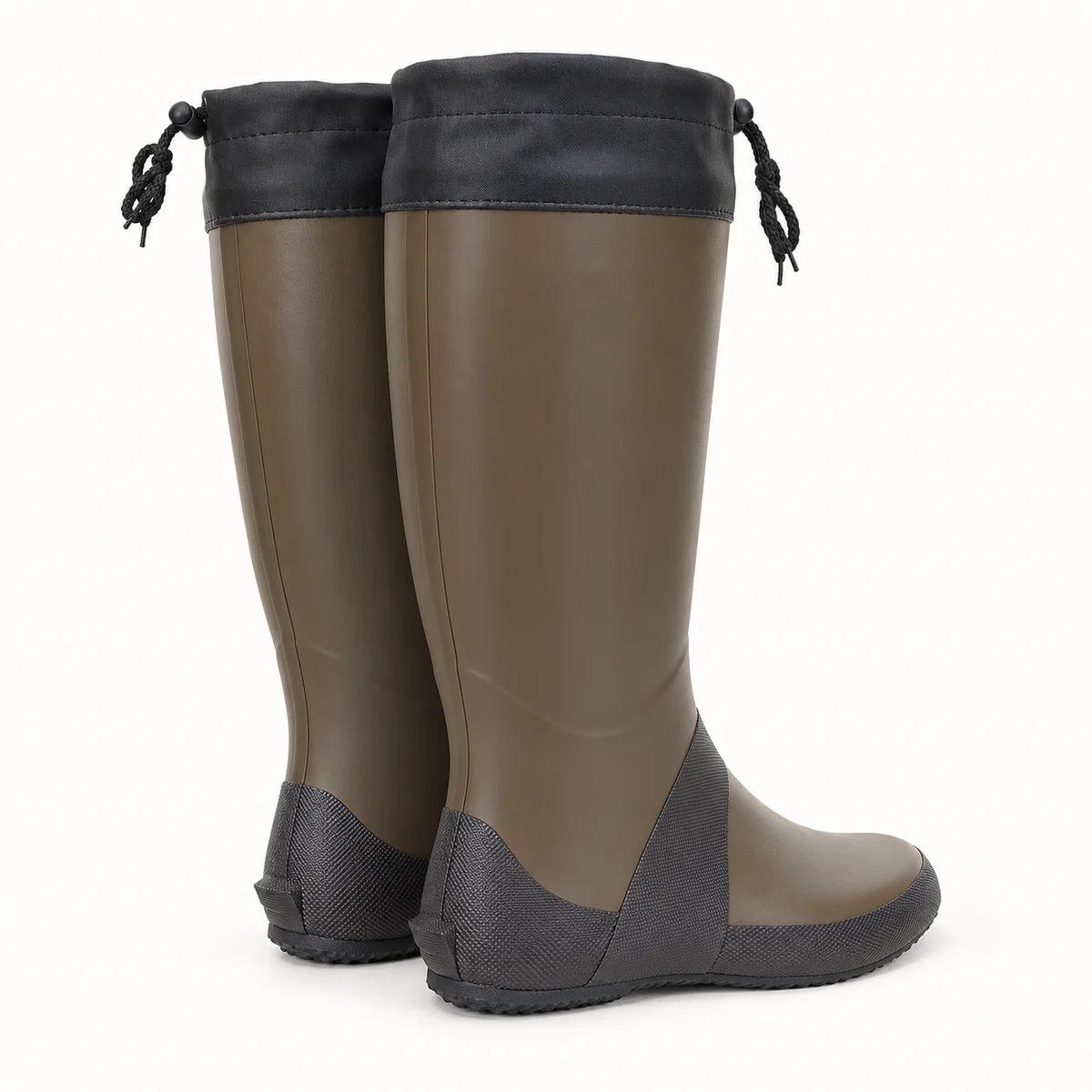 Autre vue de bottes de pluie marron pliables à col réglable