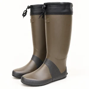 Paire de bottes de pluie marron pliables à col réglable