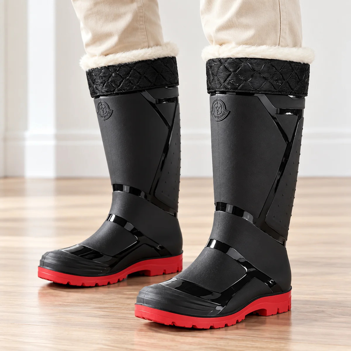 bottes de pluie homme noires et rouges 44445 12a porte