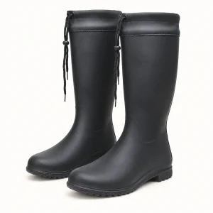 Paire de bottes de pluie noires pliables à cordon