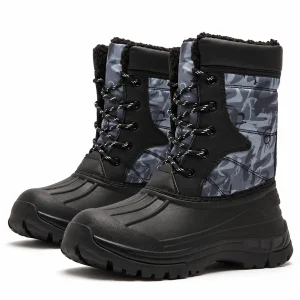 Bottes de randonnée pour garçon noire et grise avec élastiques confortables