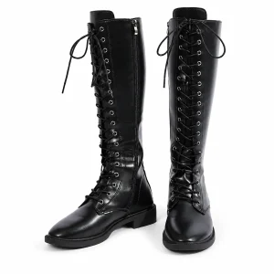 Bottes femme à lacets croisés avec talon carré élégantes
