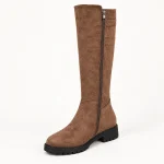 Bottes femme à tige veloutée tendance avec zip latéral élégante