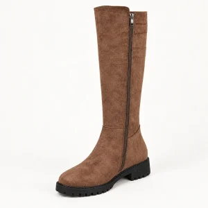 Bottes femme à tige veloutée tendance avec zip latéral élégante