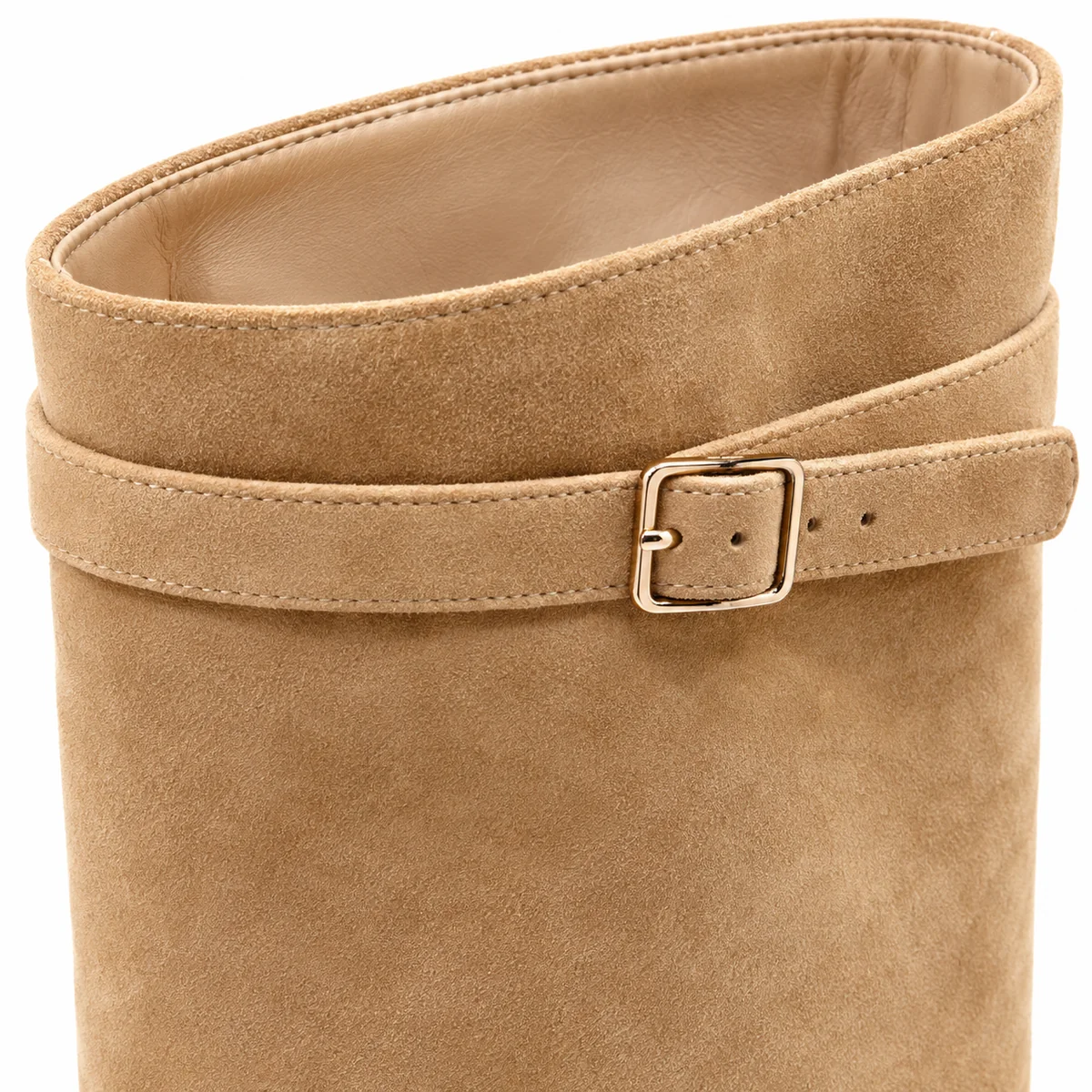Chaussures façon bottes en suédine abricot avec accent chaîne stylé