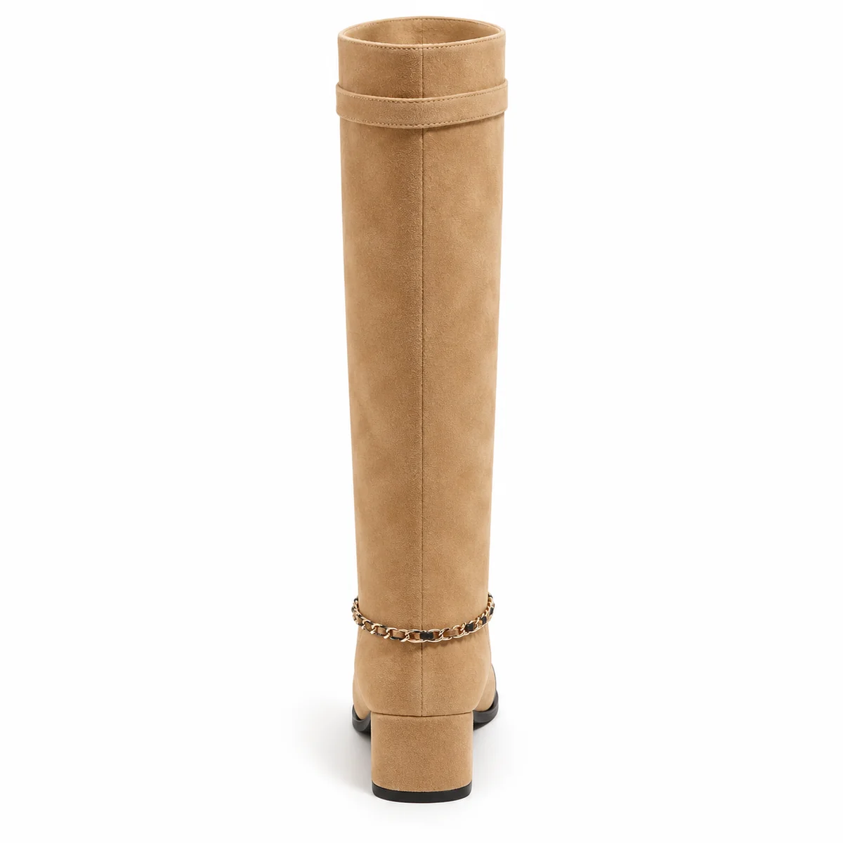 Bottes à talon en suédine abricot pour femme avec finition élégante