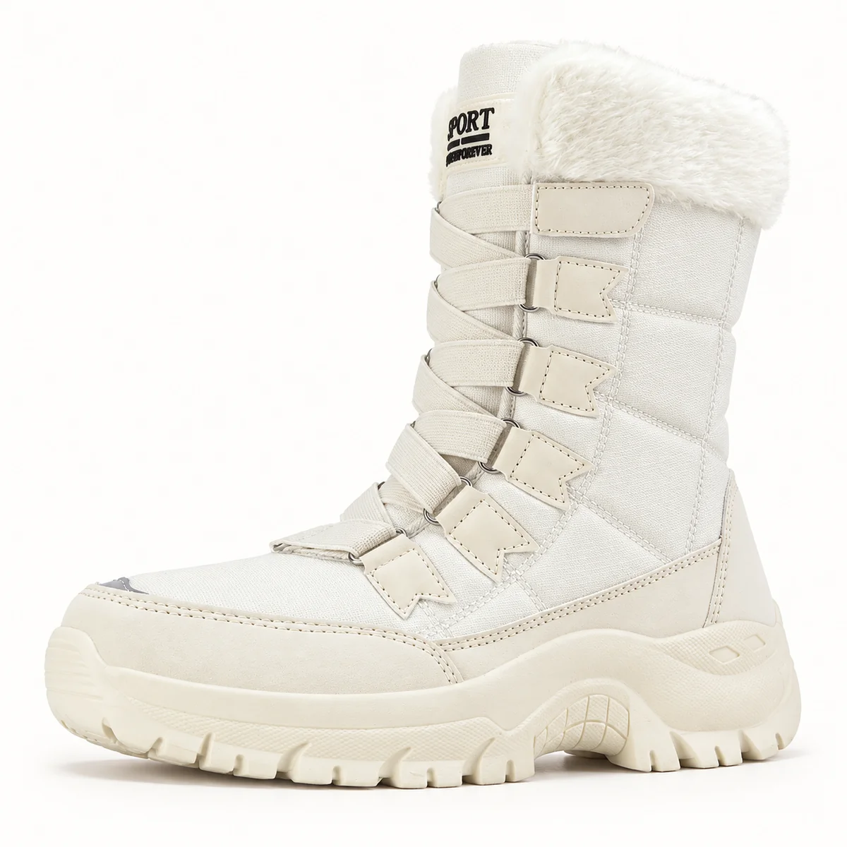 bottes femme beiges fourrees a lacets 44609 10b vue laterale
