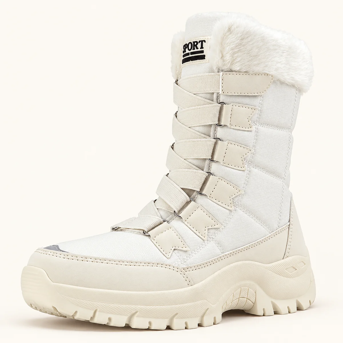 bottes femme beiges fourrees a lacets 44609 10b vue principale