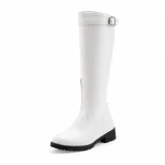 Bottes femme blanches à talon carré et zip élégantes