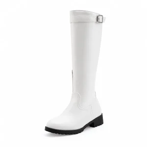 Bottes femme blanches à talon carré et zip élégantes