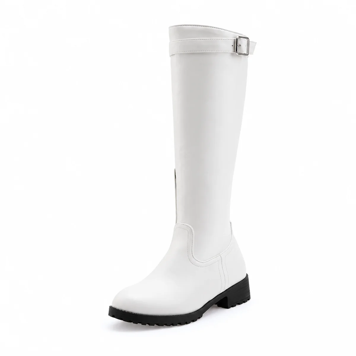 Bottes femme blanches à talon carré et zip élégantes