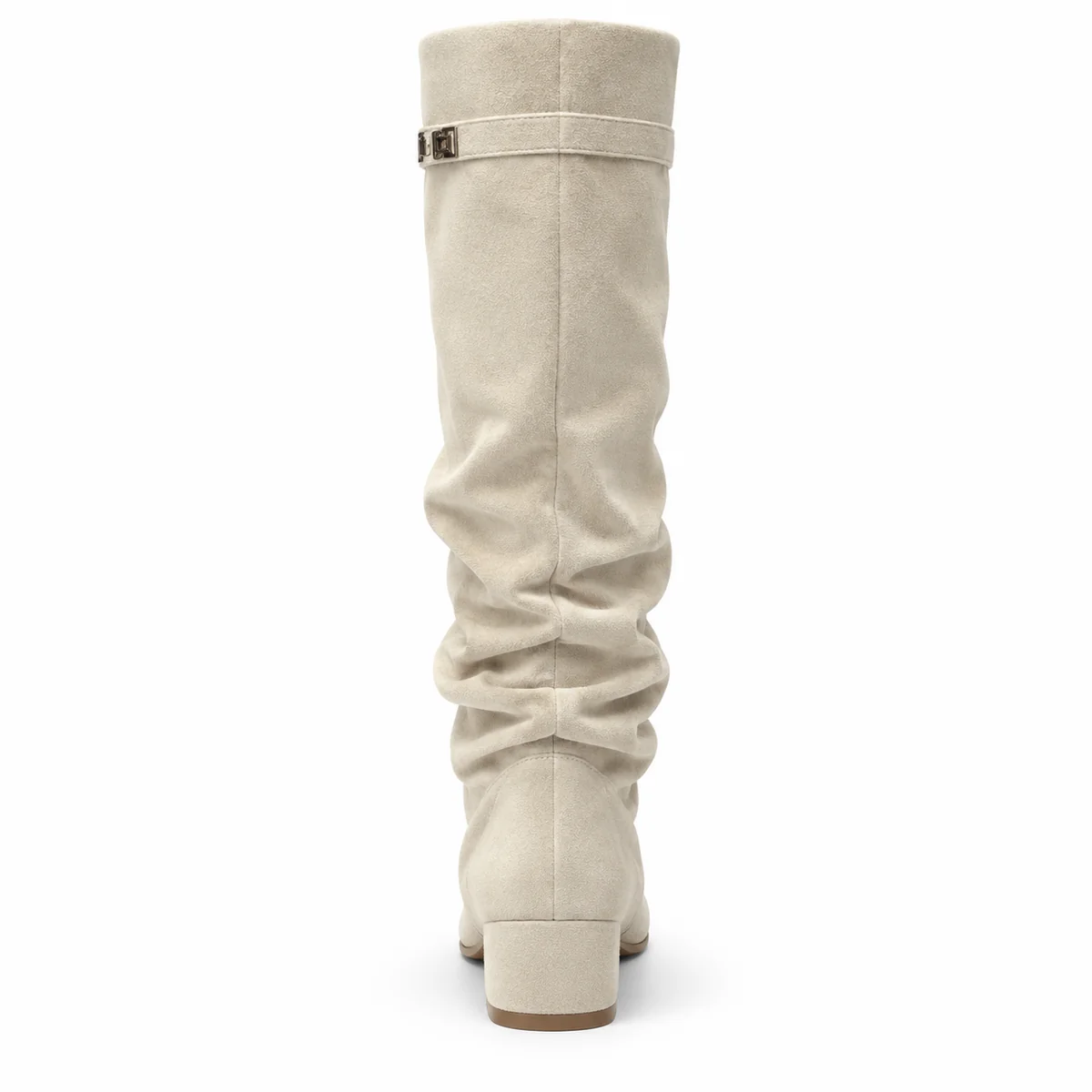 Détails des bottes blanches en suédine avec boucle pour femme moderne