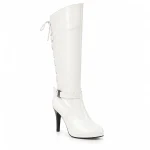 bottes femme blanches vernies a talon fin lot18a vue principale