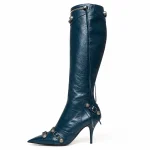 Bottes femme bleu marine à rivets et talon aiguille élégantes pour mode