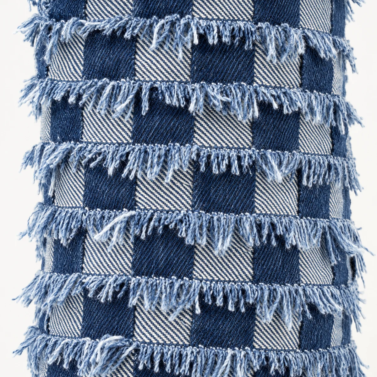 Chaussures pour femme en denim bleue avec design damier et talon fin tendance