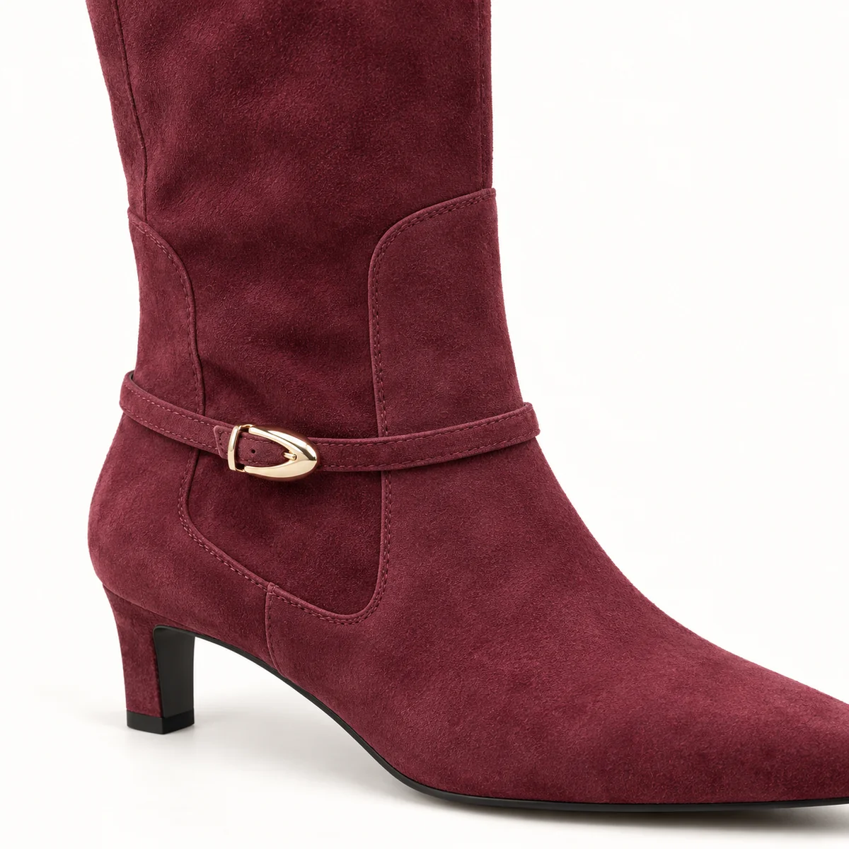 bottes femme bordeaux en suedine a boucle lot18a detail