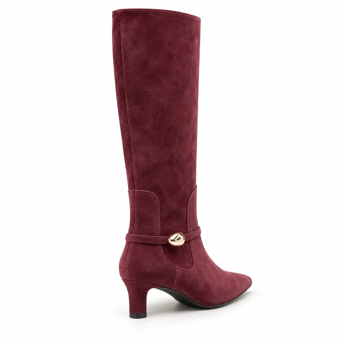 bottes femme bordeaux en suedine a boucle lot18a vue arriere