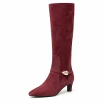 bottes femme bordeaux en suedine a boucle lot18a vue principale