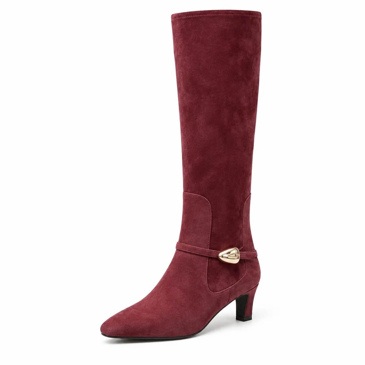 bottes femme bordeaux en suedine a boucle lot18a vue principale
