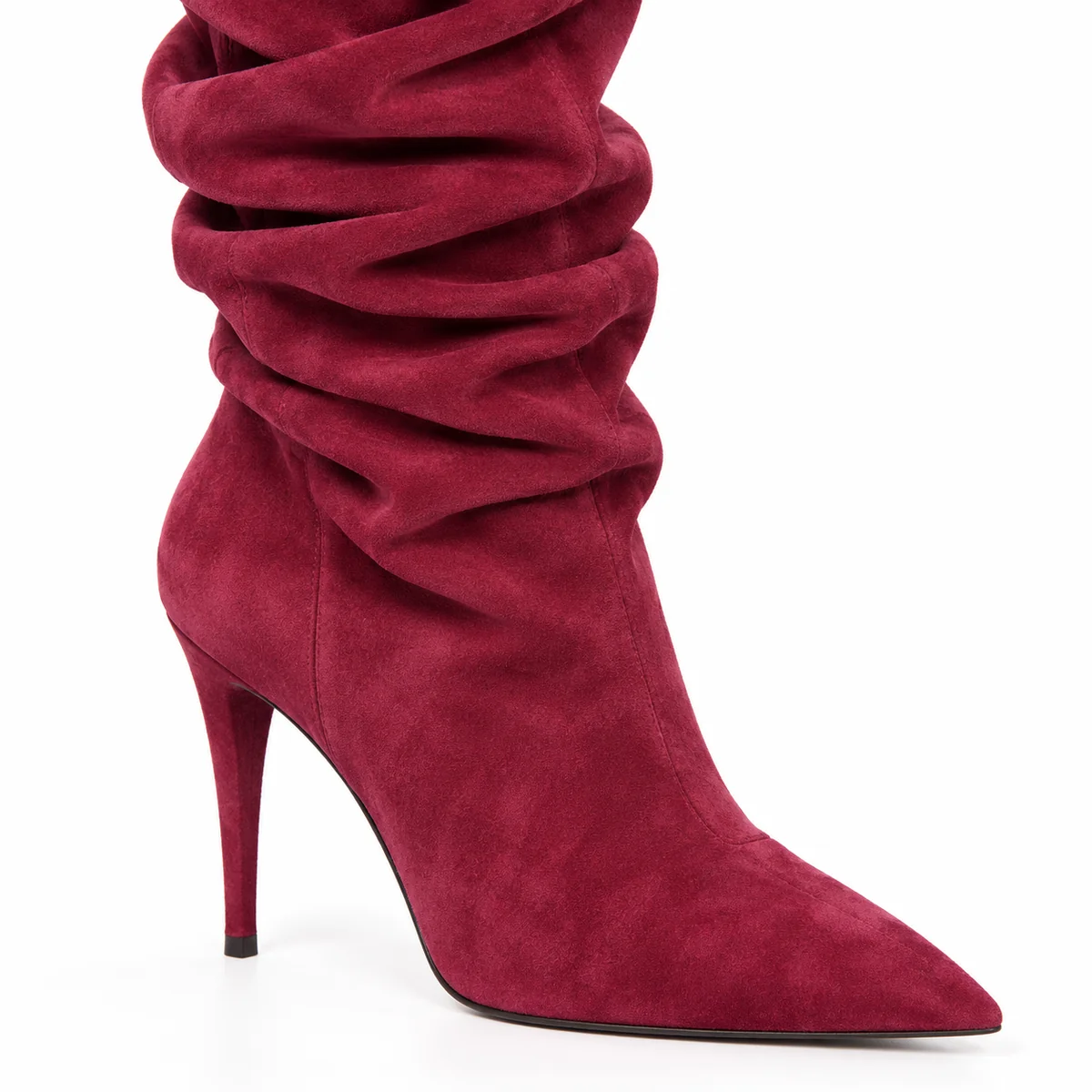bottes femme bordeaux plissees a talon aiguille lot18a detail