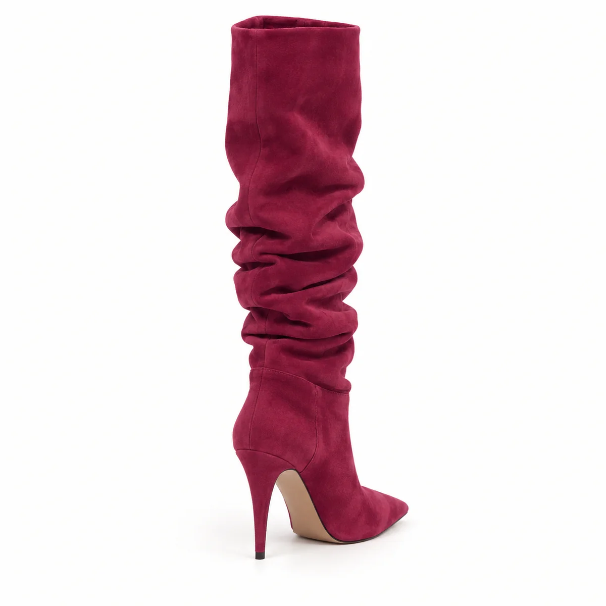 bottes femme bordeaux plissees a talon aiguille lot18a vue arriere