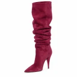 bottes femme bordeaux plissees a talon aiguille lot18a vue principale