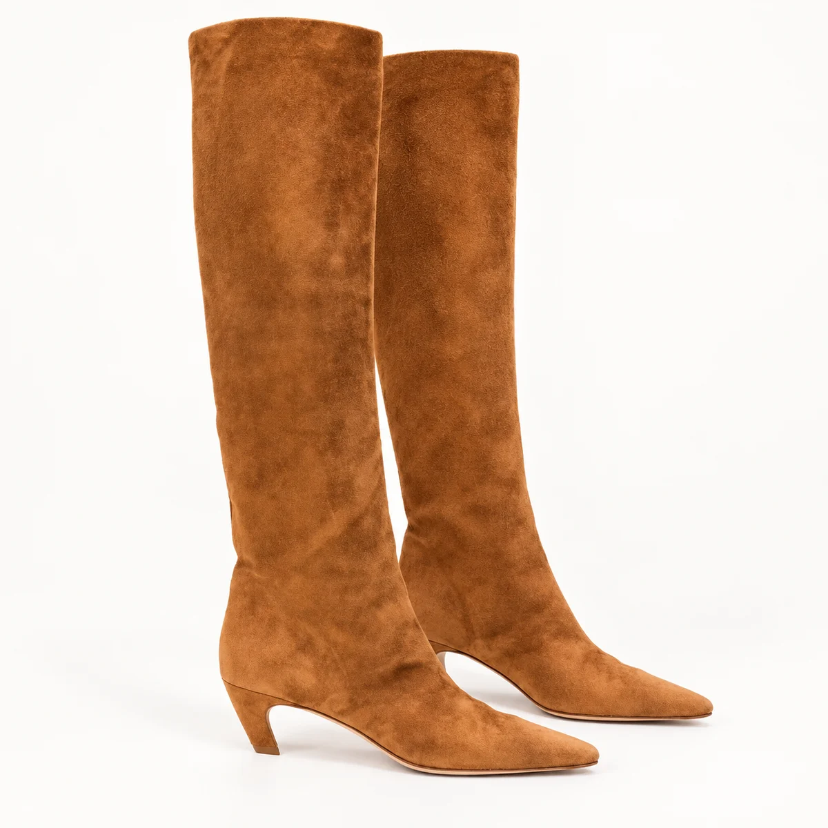 Bottes femme camel veloutées avec talon sculpté élégantes