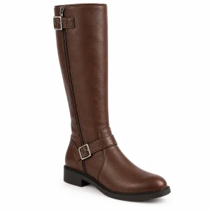 bottes femme marron a boucles et talon carre lot18a vue principale