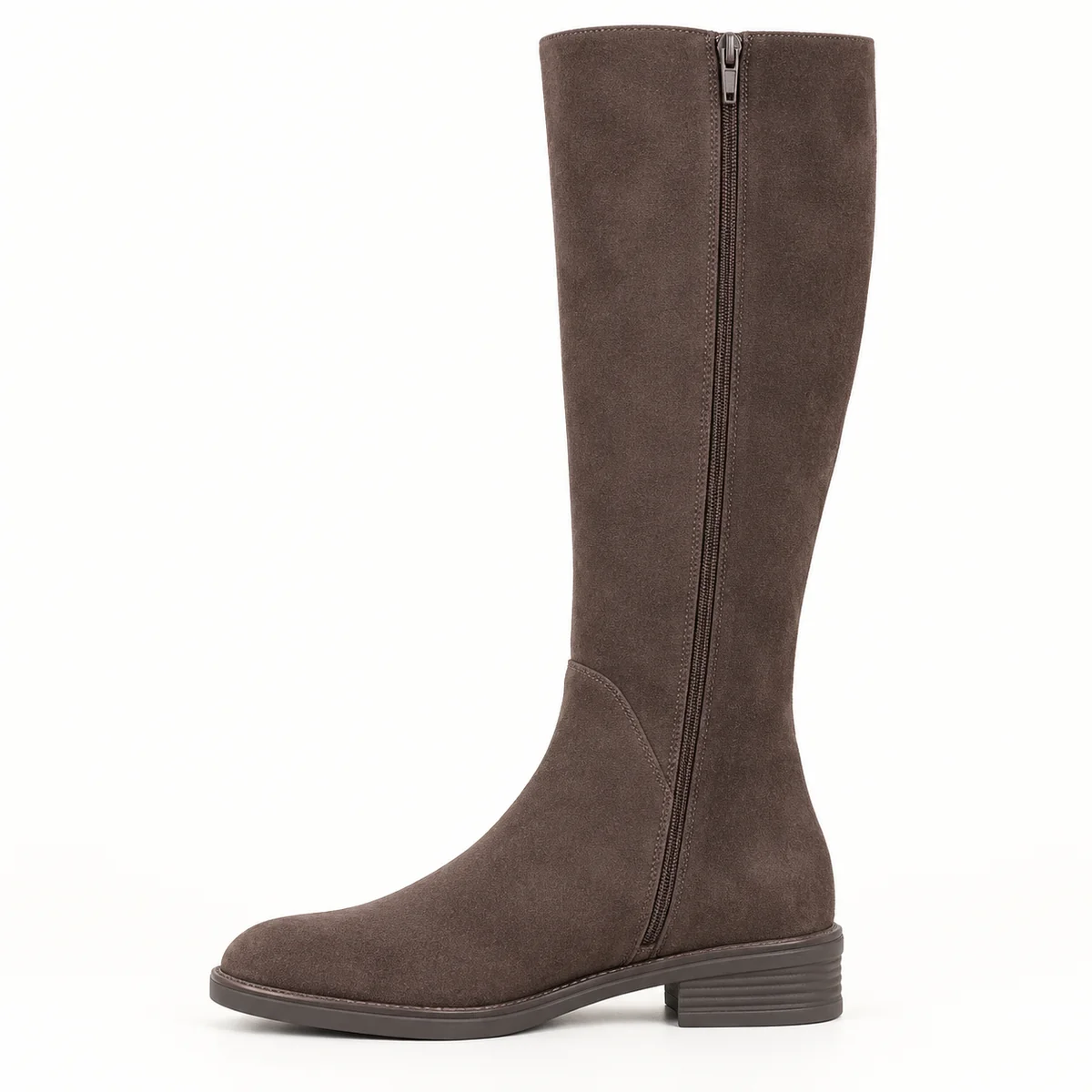 bottes femme marron a zip et finition 44599 10a vue laterale